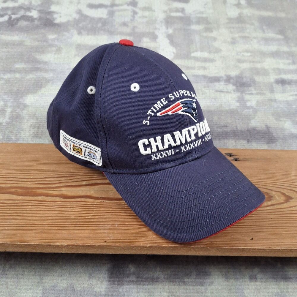 Vintage Reebok New England Patriots 3x Super Bowl Champions Hat XXXVI XXXVIII...